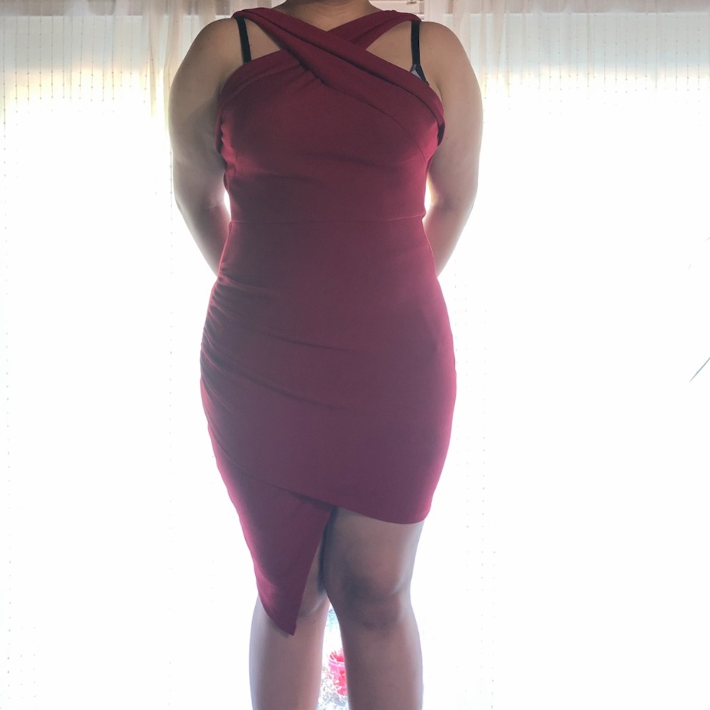 Red fitted dress